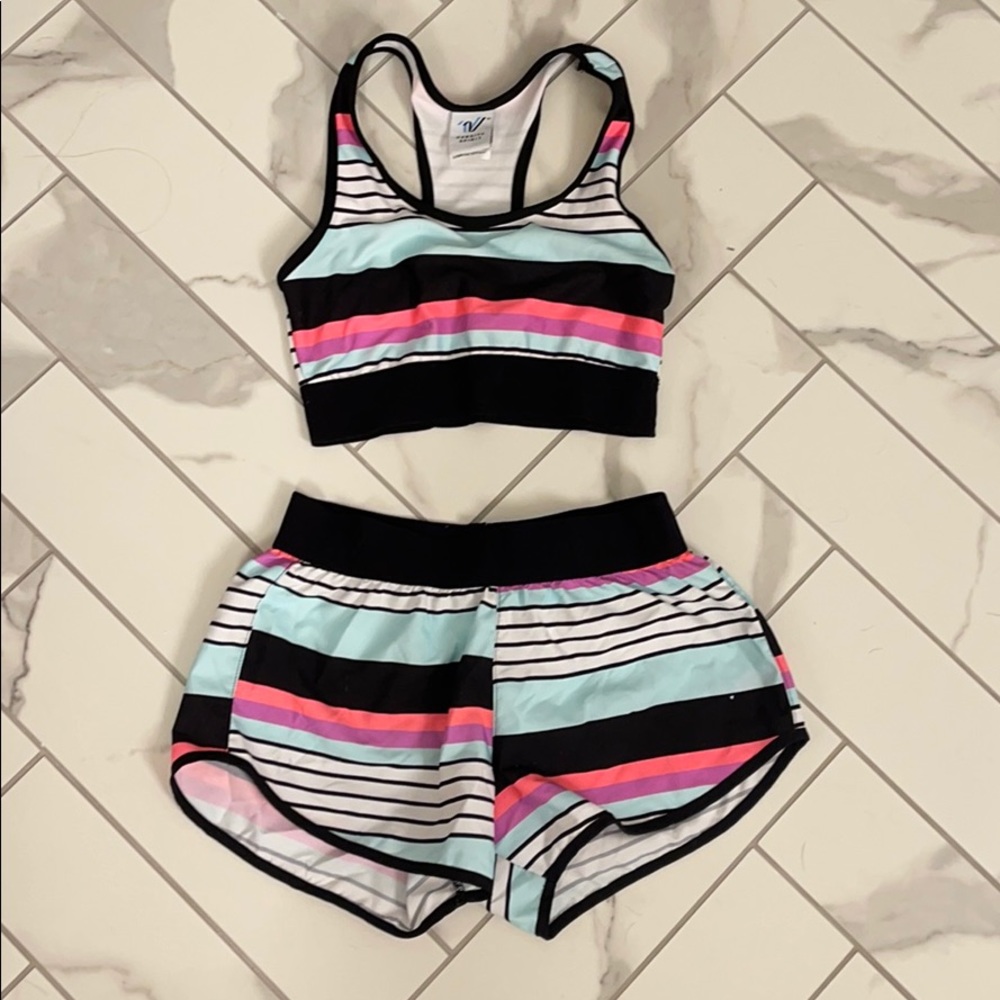 Varsity bra and short set!